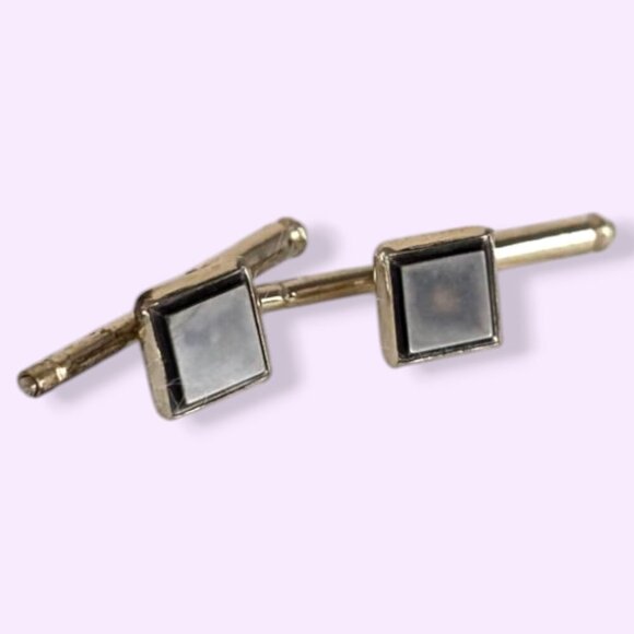 Pair of Vintage Square MOP Button Studs - Picture 2 of 5